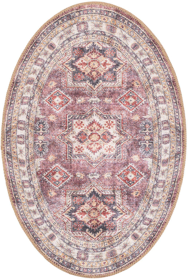 Washable Antique Rose Pink 2' x 3' 1 Timeless Oval Area Rug Easy to Clean Stain Resistant & Durable Traditional Classic Vintage Design Carpet for Sale at Rug Engine