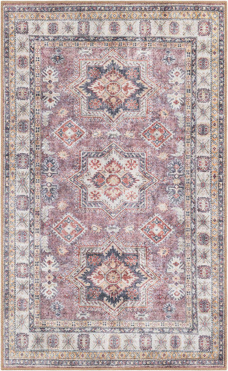 Washable Antique Rose Pink 3' 6 x 5' 6 Timeless Rectangle Area Rug Easy to Clean Stain Resistant & Durable Traditional Classic Vintage Design Carpet for Sale at Rug Engine