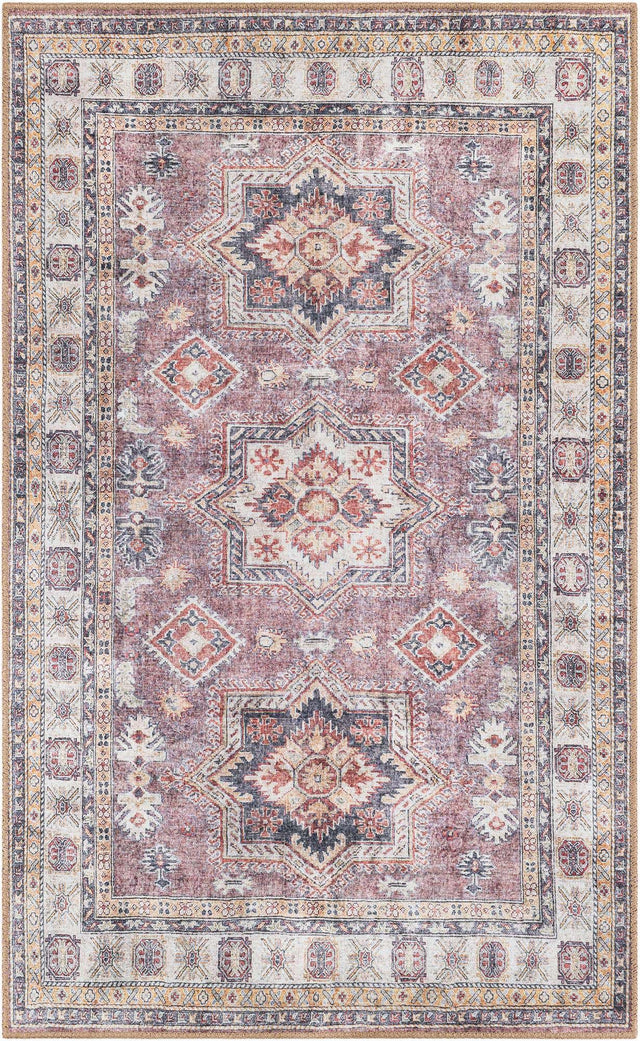 Washable Antique Rose Pink 3' 6 x 5' 6 Timeless Rectangle Area Rug Easy to Clean Stain Resistant & Durable Traditional Classic Vintage Design Carpet for Sale at Rug Engine