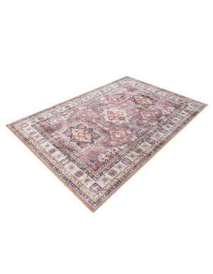 Washable Antique Rose Pink 4' 1 x 6' 1 Timeless Rectangle Area Rug Easy to Clean Stain Resistant & Durable Traditional Classic Vintage Design Carpet for Sale at Rug Engine