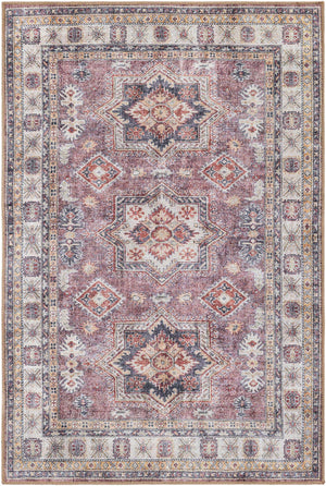 Washable Antique Rose Pink 4' 1 x 6' 1 Timeless Rectangle Area Rug Easy to Clean Stain Resistant & Durable Traditional Classic Vintage Design Carpet for Sale at Rug Engine
