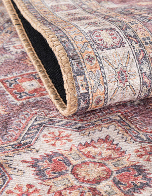 Washable Antique Rose Pink 2' x 2' Timeless Round Area Rug Easy to Clean Stain Resistant & Durable Traditional Classic Vintage Design Carpet for Sale at Rug Engine