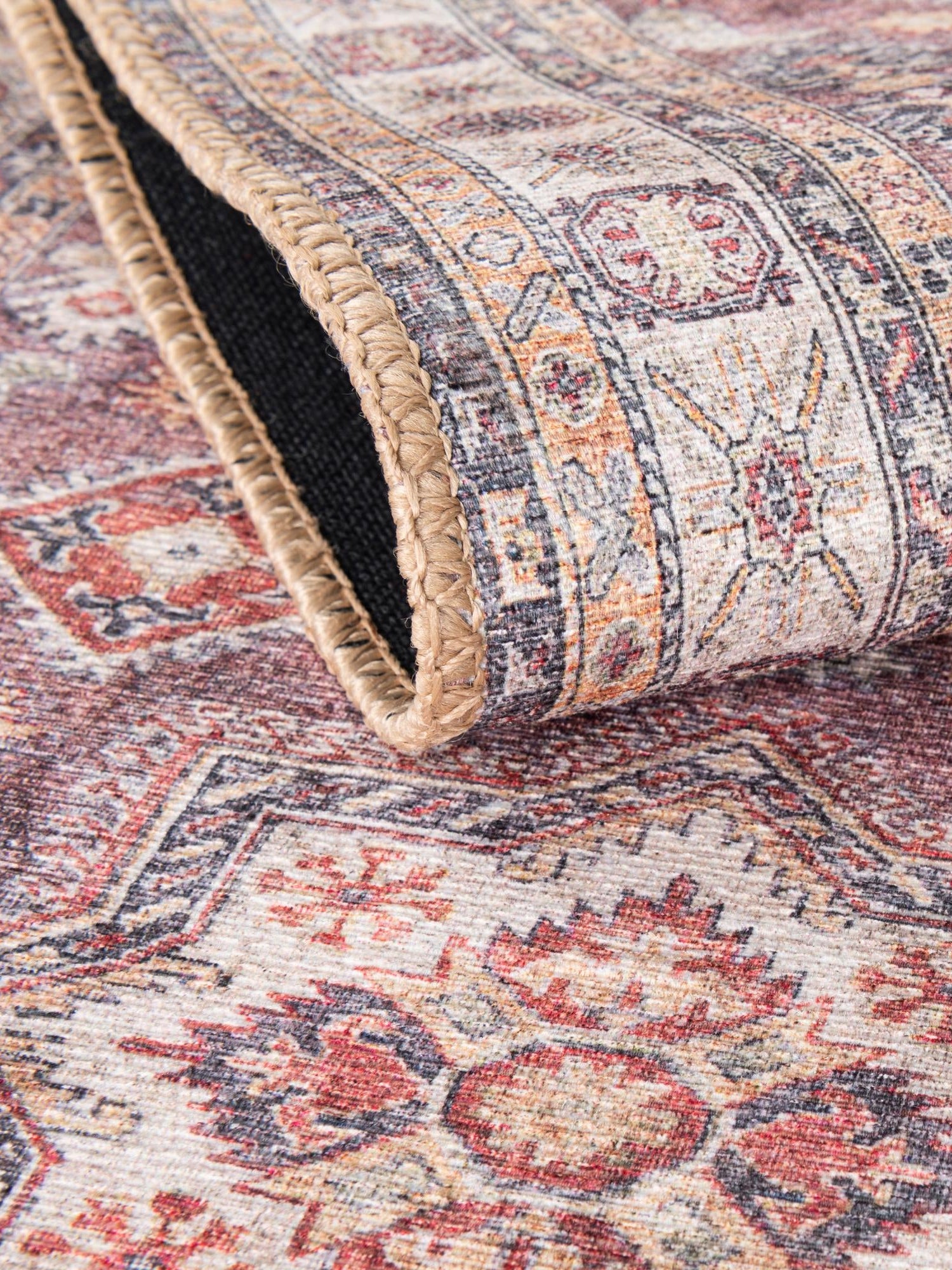 Washable Antique Rose Pink 7' 10 x 7' 10 Timeless Round Area Rug Easy to Clean Stain Resistant & Durable Traditional Classic Vintage Design Carpet for Sale at Rug Engine