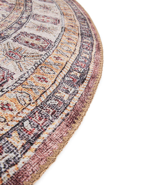 Washable Antique Rose Pink 2' x 2' Timeless Round Area Rug Easy to Clean Stain Resistant & Durable Traditional Classic Vintage Design Carpet for Sale at Rug Engine