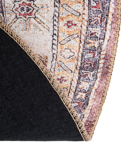 Washable Antique Rose Pink 3' 6 x 3' 6 Timeless Round Area Rug Easy to Clean Stain Resistant & Durable Traditional Classic Vintage Design Carpet for Sale at Rug Engine