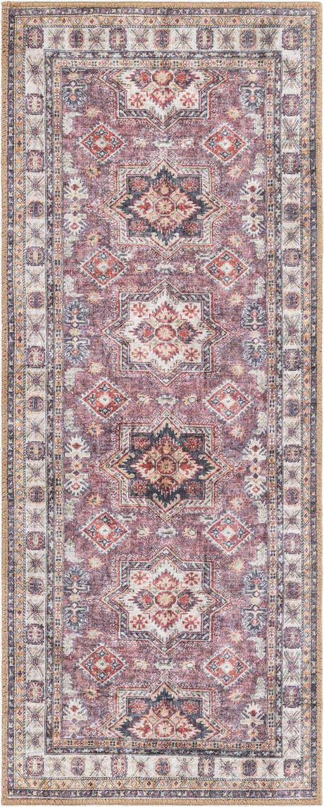 Washable Antique Rose Pink 2' x 5' 1 Timeless Runner Area Rug Easy to Clean Stain Resistant & Durable Traditional Classic Vintage Design Carpet for Sale at Rug Engine