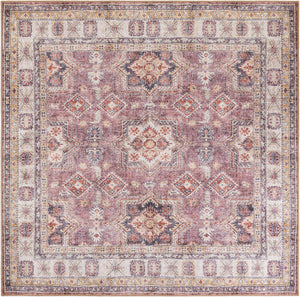Washable Antique Rose Pink 7' 10 x 7' 10 Timeless Square Area Rug Easy to Clean Stain Resistant & Durable Traditional Classic Vintage Design Carpet for Sale at Rug Engine