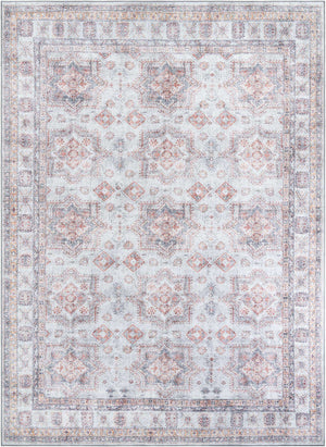 Washable Ivory 9' 5 x 13' 1 Timeless Rectangle Area Rug Easy to Clean Stain Resistant & Durable Traditional Classic Vintage Design Carpet for Sale at Rug Engine