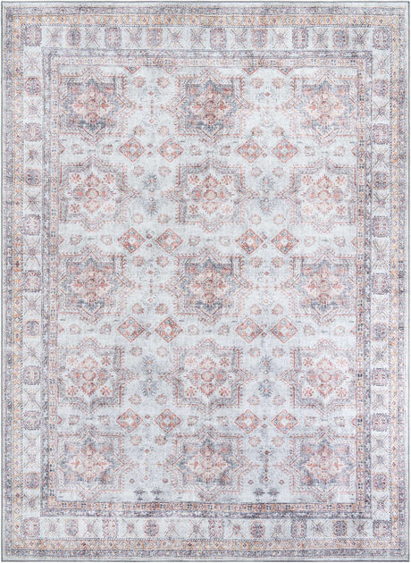 Washable Ivory 9' 5 x 13' 1 Timeless Rectangle Area Rug Easy to Clean Stain Resistant & Durable Traditional Classic Vintage Design Carpet for Sale at Rug Engine