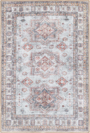 Washable Ivory 4' 1 x 6' 1 Timeless Rectangle Area Rug Easy to Clean Stain Resistant & Durable Traditional Classic Vintage Design Carpet for Sale at Rug Engine