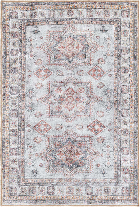 Washable Ivory 4' 1 x 6' 1 Timeless Rectangle Area Rug Easy to Clean Stain Resistant & Durable Traditional Classic Vintage Design Carpet for Sale at Rug Engine