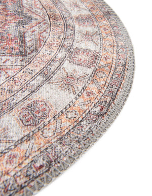 Washable Ivory 7' 10 x 7' 10 Timeless Round Area Rug Easy to Clean Stain Resistant & Durable Traditional Classic Vintage Design Carpet for Sale at Rug Engine