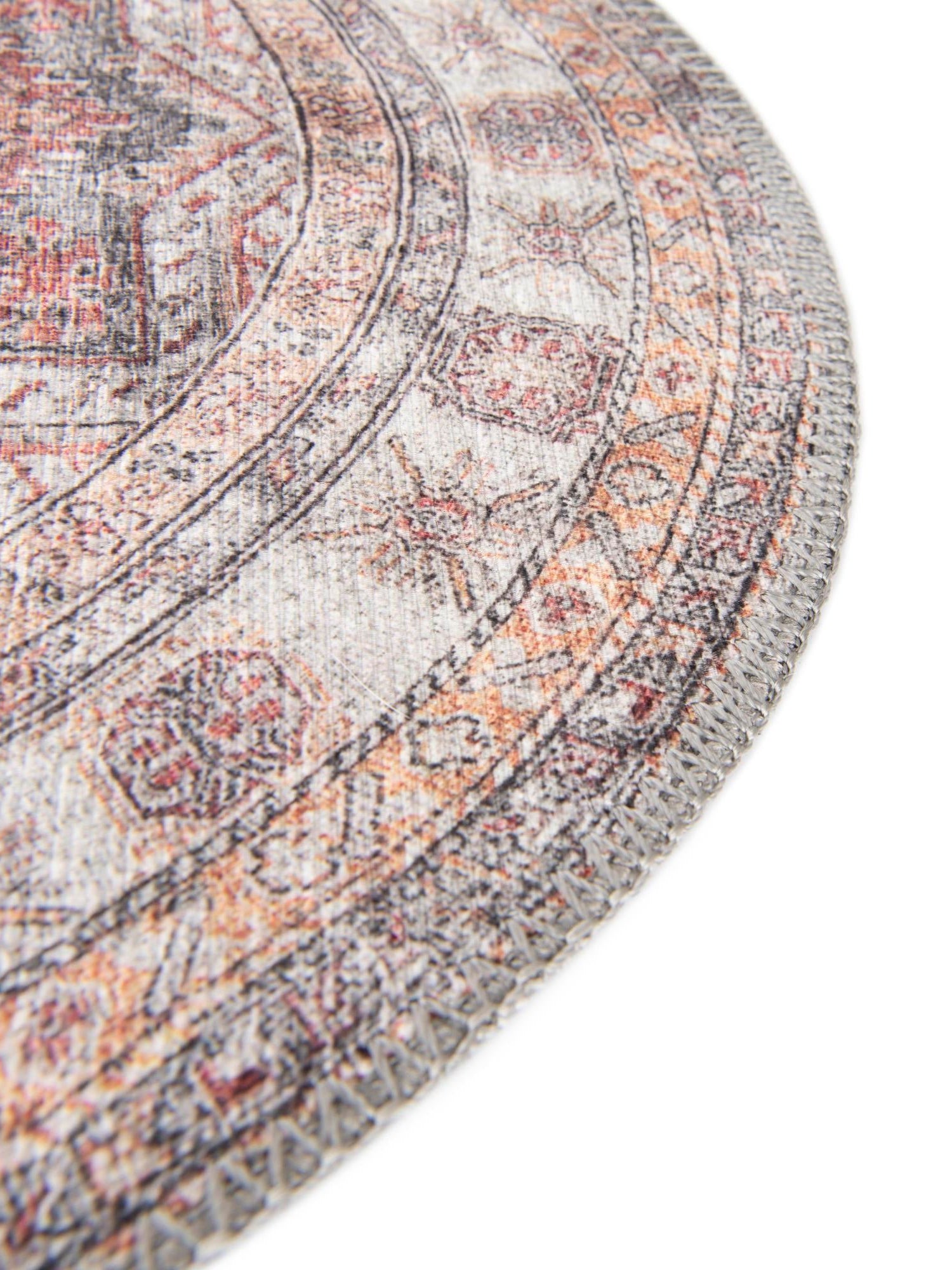 Washable Ivory 2' x 2' Timeless Round Area Rug Easy to Clean Stain Resistant & Durable Traditional Classic Vintage Design Carpet for Sale at Rug Engine