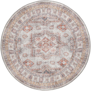Washable Ivory 5' 1 x 5' 1 Timeless Round Area Rug Easy to Clean Stain Resistant & Durable Traditional Classic Vintage Design Carpet for Sale at Rug Engine