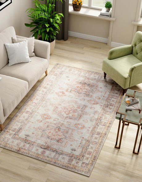 Washable Ivory 7' 10 x 10' Timeless Rectangle Area Rug Easy to Clean Stain Resistant & Durable Traditional Classic Vintage Design Carpet for Sale at Rug Engine