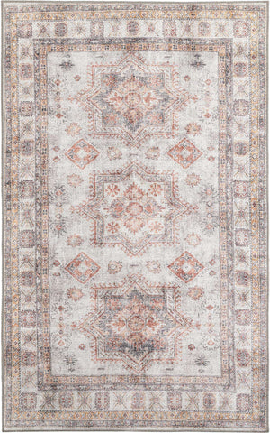 Washable Ivory 5' 1 x 8' Timeless Rectangle Area Rug Easy to Clean Stain Resistant & Durable Traditional Classic Vintage Design Carpet for Sale at Rug Engine