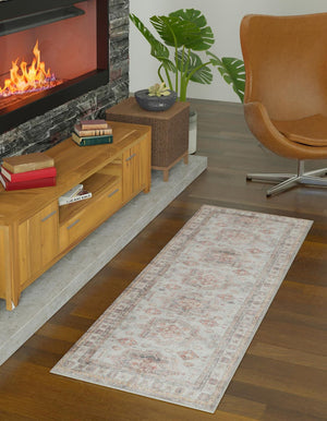Washable Ivory 2' x 6' 1 Timeless Runner Area Rug Easy to Clean Stain Resistant & Durable Traditional Classic Vintage Design Carpet for Sale at Rug Engine