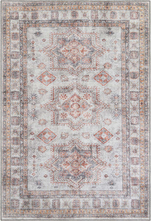 Washable Ivory 6' 1 x 9' Timeless Rectangle Area Rug Easy to Clean Stain Resistant & Durable Traditional Classic Vintage Design Carpet for Sale at Rug Engine