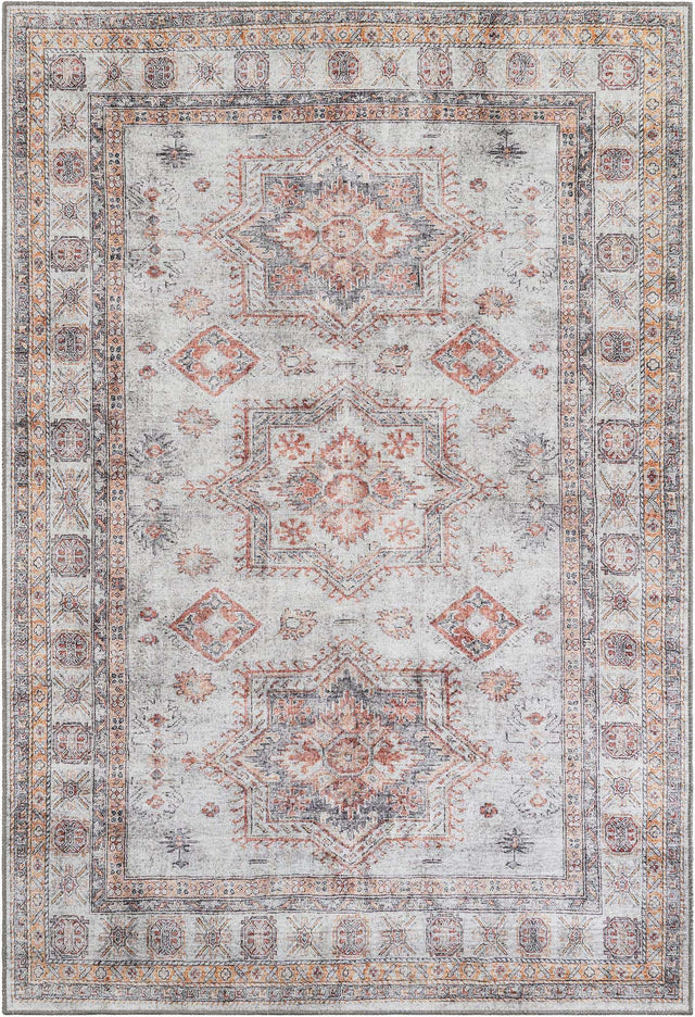 Washable Ivory 6' 1 x 9' Timeless Rectangle Area Rug Easy to Clean Stain Resistant & Durable Traditional Classic Vintage Design Carpet for Sale at Rug Engine