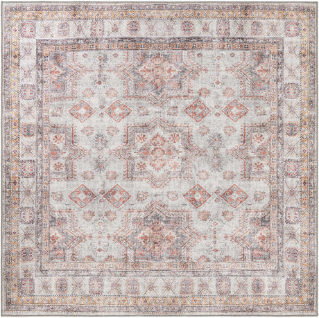 Washable Ivory 7' 10 x 7' 10 Timeless Square Area Rug Easy to Clean Stain Resistant & Durable Traditional Classic Vintage Design Carpet for Sale at Rug Engine