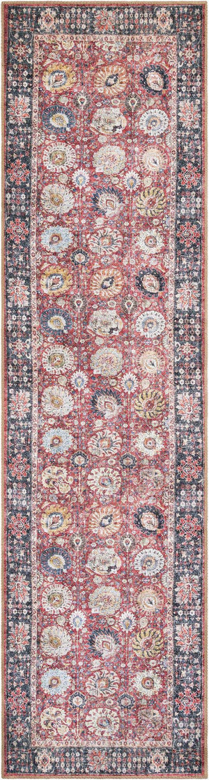 Washable Vintage Red 2' 7 x 10' Timeless Runner Area Rug Easy to Clean Stain Resistant & Durable Traditional Classic Vintage Design Carpet for Sale at Rug Engine