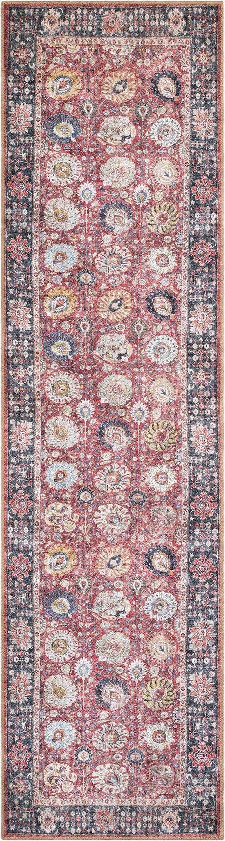 Washable Vintage Red 2' 7 x 10' Timeless Runner Area Rug Easy to Clean Stain Resistant & Durable Traditional Classic Vintage Design Carpet for Sale at Rug Engine