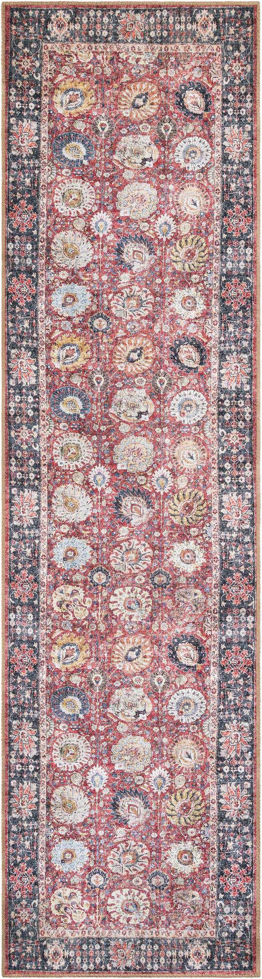 Washable Vintage Red 2' 7 x 10' Timeless Runner Area Rug Easy to Clean Stain Resistant & Durable Traditional Classic Vintage Design Carpet for Sale at Rug Engine