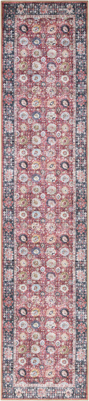Washable Vintage Red 2' 7 x 12' Timeless Runner Area Rug Easy to Clean Stain Resistant & Durable Traditional Classic Vintage Design Carpet for Sale at Rug Engine