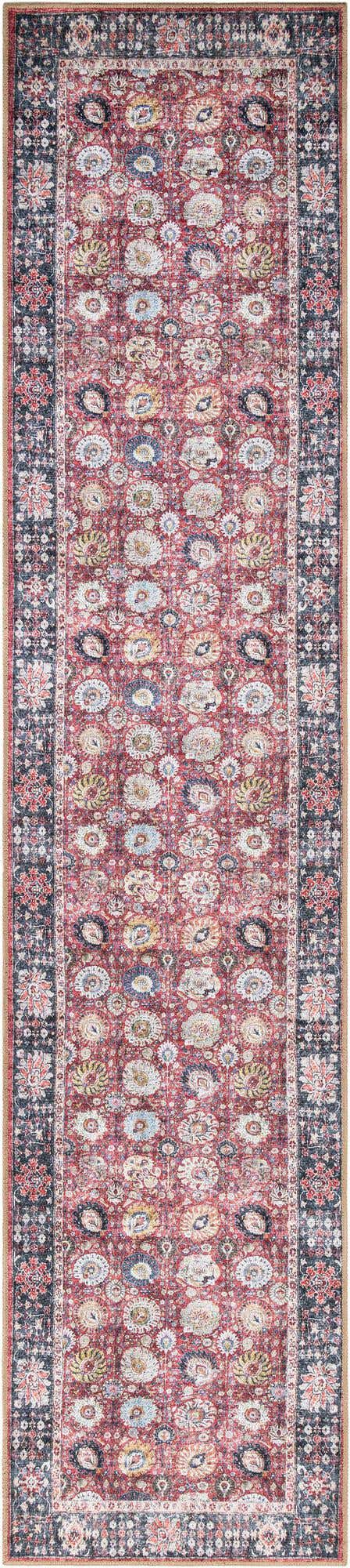 Washable Vintage Red 2' 7 x 12' Timeless Runner Area Rug Easy to Clean Stain Resistant & Durable Traditional Classic Vintage Design Carpet for Sale at Rug Engine