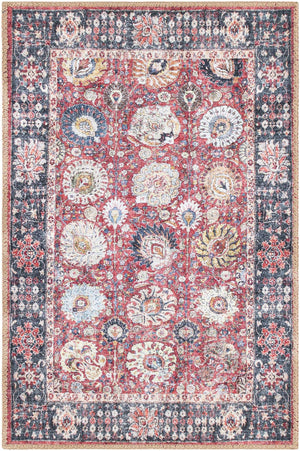 Washable Vintage Red 2' x 3' 1 Timeless Rectangle Area Rug Easy to Clean Stain Resistant & Durable Traditional Classic Vintage Design Carpet for Sale at Rug Engine