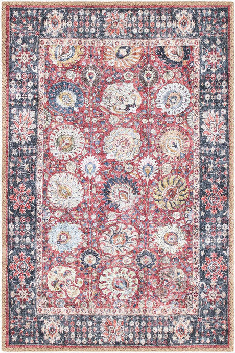 Washable Vintage Red 2' x 3' 1 Timeless Rectangle Area Rug Easy to Clean Stain Resistant & Durable Traditional Classic Vintage Design Carpet for Sale at Rug Engine
