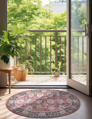 Washable Vintage Red 2' x 3' 1 Timeless Oval Area Rug Easy to Clean Stain Resistant & Durable Traditional Classic Vintage Design Carpet for Sale at Rug Engine