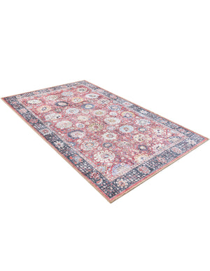 Washable Vintage Red 3' 6 x 5' 6 Timeless Rectangle Area Rug Easy to Clean Stain Resistant & Durable Traditional Classic Vintage Design Carpet for Sale at Rug Engine