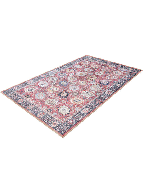 Washable Vintage Red 3' 6 x 5' 6 Timeless Rectangle Area Rug Easy to Clean Stain Resistant & Durable Traditional Classic Vintage Design Carpet for Sale at Rug Engine