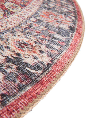 Washable Vintage Red 2' x 2' Timeless Round Area Rug Easy to Clean Stain Resistant & Durable Traditional Classic Vintage Design Carpet for Sale at Rug Engine