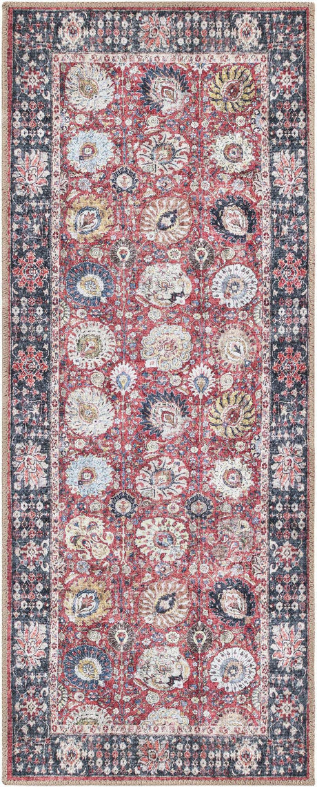 Vintage Red 2' x 5' 1 Timeless Washable Runner Rug