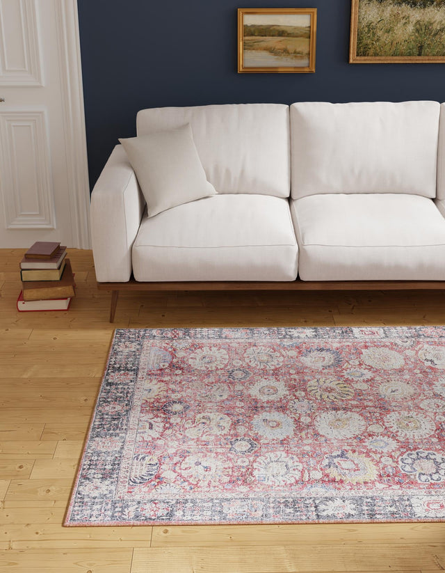 Washable Vintage Red 2' x 3' 1 Timeless Rectangle Area Rug Easy to Clean Stain Resistant & Durable Traditional Classic Vintage Design Carpet for Sale at Rug Engine