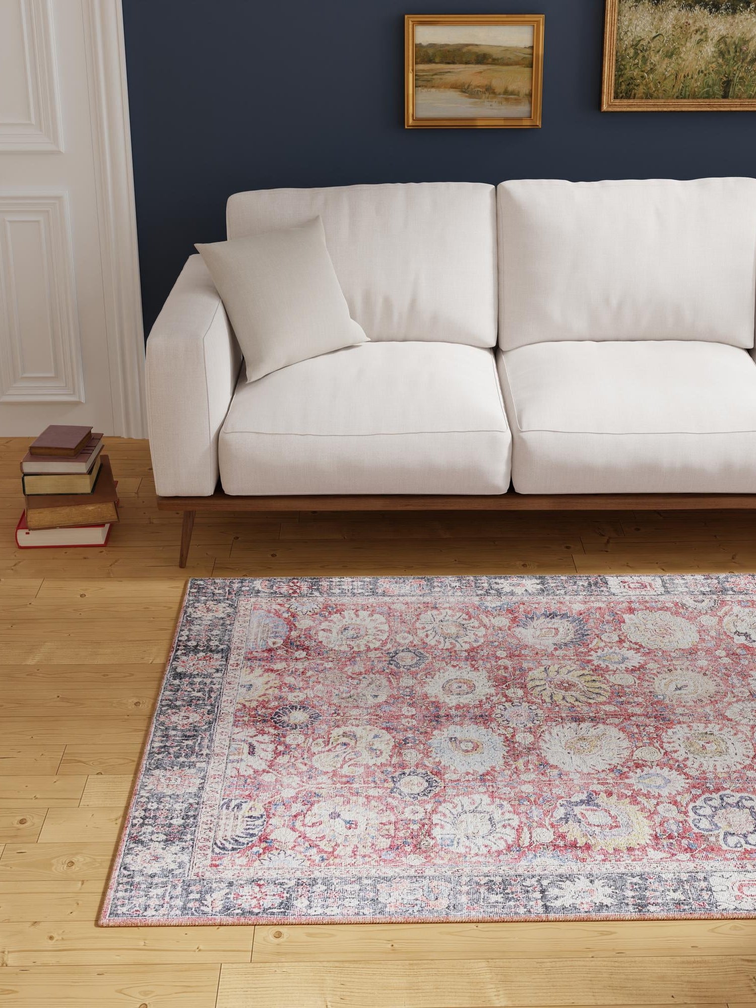 Washable Vintage Red 8' 4 x 12' Timeless Rectangle Area Rug Easy to Clean Stain Resistant & Durable Traditional Classic Vintage Design Carpet for Sale at Rug Engine