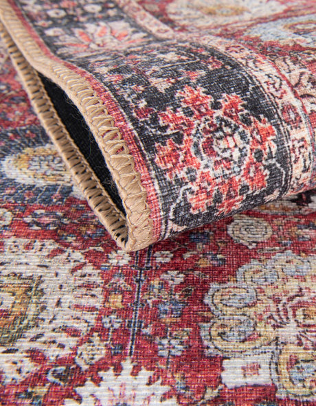 Washable Vintage Red 7' 10 x 10' Timeless Rectangle Area Rug Easy to Clean Stain Resistant & Durable Traditional Classic Vintage Design Carpet for Sale at Rug Engine