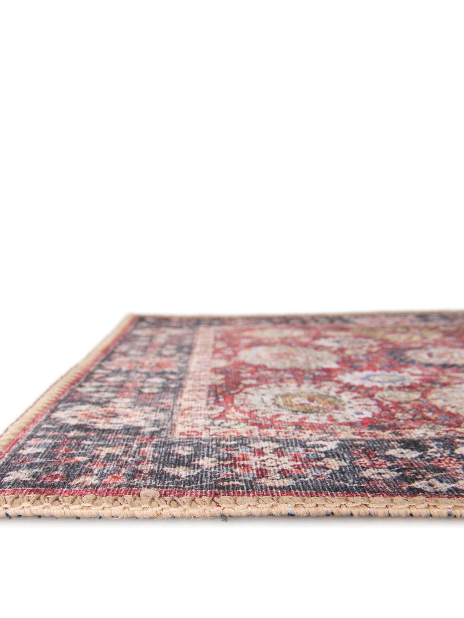 Washable Vintage Red 5' 1 x 8' Timeless Rectangle Area Rug Easy to Clean Stain Resistant & Durable Traditional Classic Vintage Design Carpet for Sale at Rug Engine