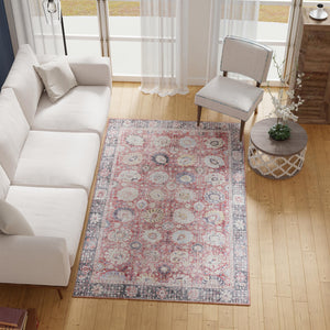 Washable Vintage Red 3' 6 x 5' 6 Timeless Rectangle Area Rug Easy to Clean Stain Resistant & Durable Traditional Classic Vintage Design Carpet for Sale at Rug Engine