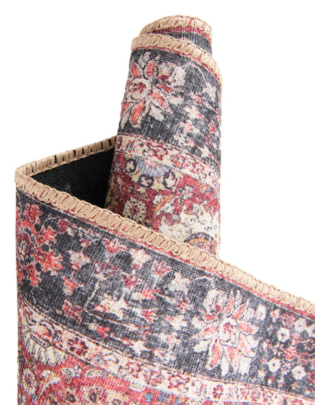 Washable Vintage Red 2' 7 x 10' Timeless Runner Area Rug Easy to Clean Stain Resistant & Durable Traditional Classic Vintage Design Carpet for Sale at Rug Engine