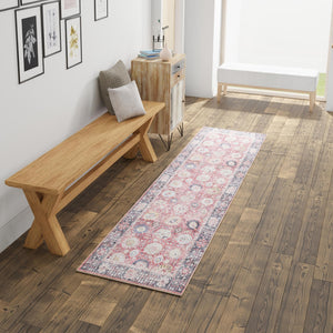 Washable Vintage Red 2' 7 x 10' Timeless Runner Area Rug Easy to Clean Stain Resistant & Durable Traditional Classic Vintage Design Carpet for Sale at Rug Engine