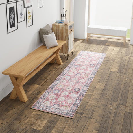 Washable Vintage Red 2' 7 x 10' Timeless Runner Area Rug Easy to Clean Stain Resistant & Durable Traditional Classic Vintage Design Carpet for Sale at Rug Engine