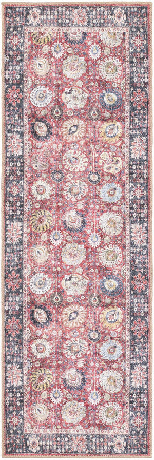 Washable Vintage Red 2' x 6' 1 Timeless Runner Area Rug Easy to Clean Stain Resistant & Durable Traditional Classic Vintage Design Carpet for Sale at Rug Engine