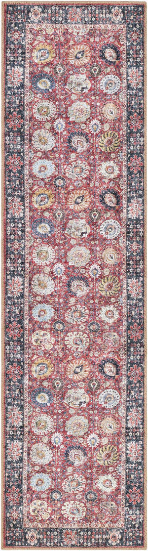 Washable Vintage Red 2' x 8' Timeless Runner Area Rug Easy to Clean Stain Resistant & Durable Traditional Classic Vintage Design Carpet for Sale at Rug Engine