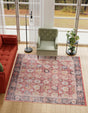 Washable Vintage Red 7' 10 x 7' 10 Timeless Square Area Rug Easy to Clean Stain Resistant & Durable Traditional Classic Vintage Design Carpet for Sale at Rug Engine