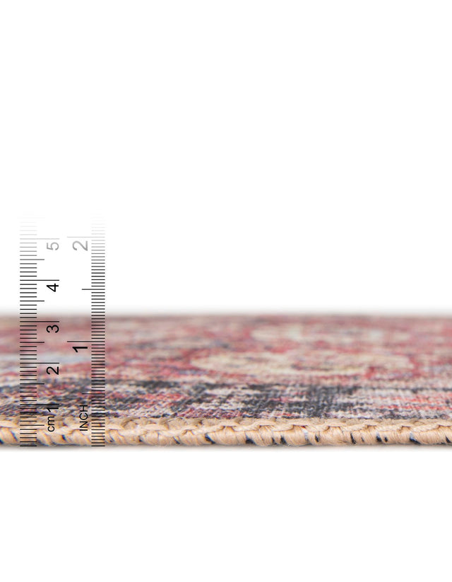 Washable Vintage Red 7' 10 x 7' 10 Timeless Square Area Rug Easy to Clean Stain Resistant & Durable Traditional Classic Vintage Design Carpet for Sale at Rug Engine