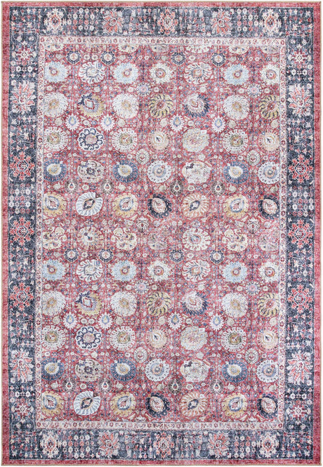 Washable Vintage Red 8' 4 x 12' Timeless Rectangle Area Rug Easy to Clean Stain Resistant & Durable Traditional Classic Vintage Design Carpet for Sale at Rug Engine