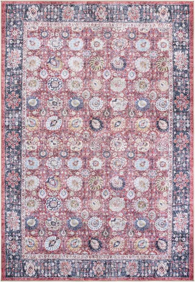 Washable Vintage Red 8' 4 x 12' Timeless Rectangle Area Rug Easy to Clean Stain Resistant & Durable Traditional Classic Vintage Design Carpet for Sale at Rug Engine